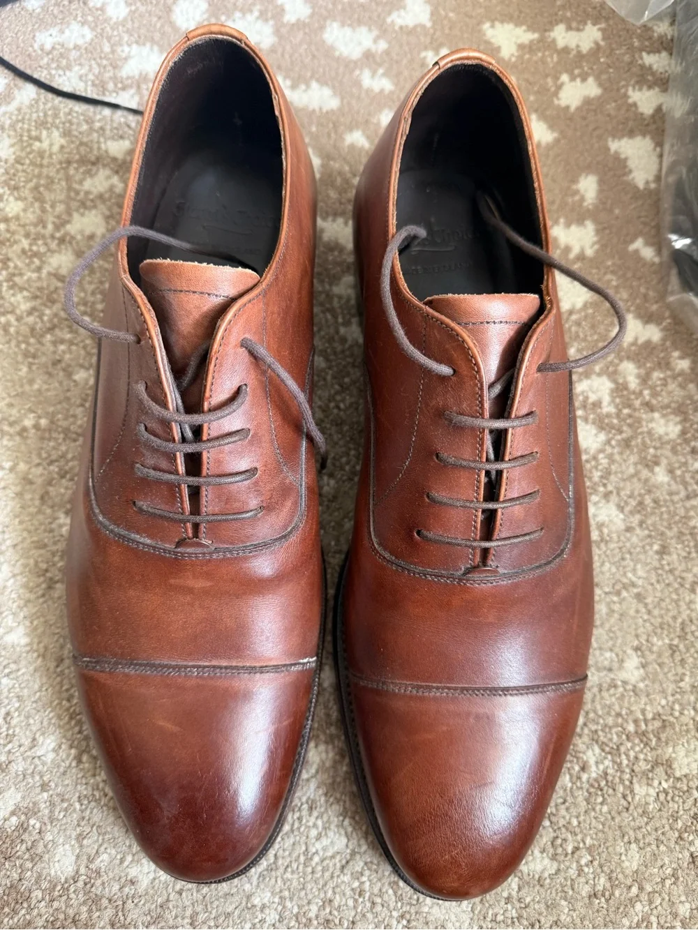Paul Stuart Men's Classic Brown Leather Cap-Toe Oxfords